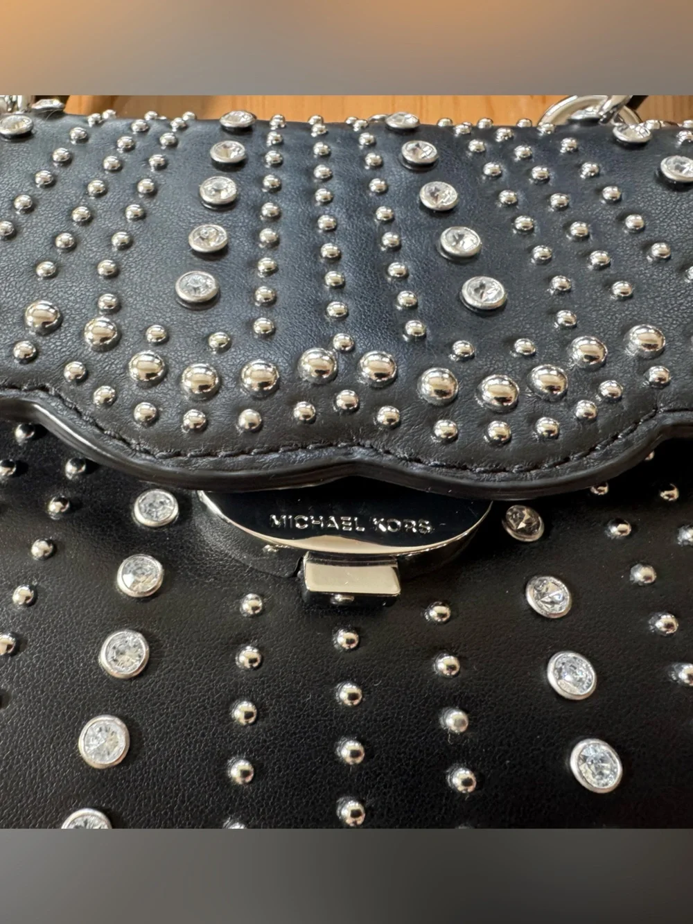 Michael Kors Ava Extra Small Studded Crossbody/Shoulder Bag in Black